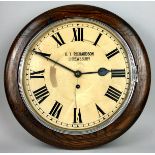 An early 20th century wall clock, the dial signed K T Richardson, Shrewsbury, fitted a spring