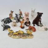 A Beswick figure of a Staffordshire terrier, and thirteen other Beswick figures, 8 boxed (14)