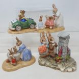 A group of Bunnykins figural groups, Day Trip Bunnykins, DB260, Bath Night Bunnykins, DB241, Mrs