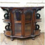 A Victorian burr walnut cabinet, having a pair of glazed doors flanked by shelves, 116 cm wide