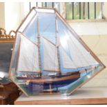 A scale model of a schooner, Rebecca, fully rigged, 118 cm, cased