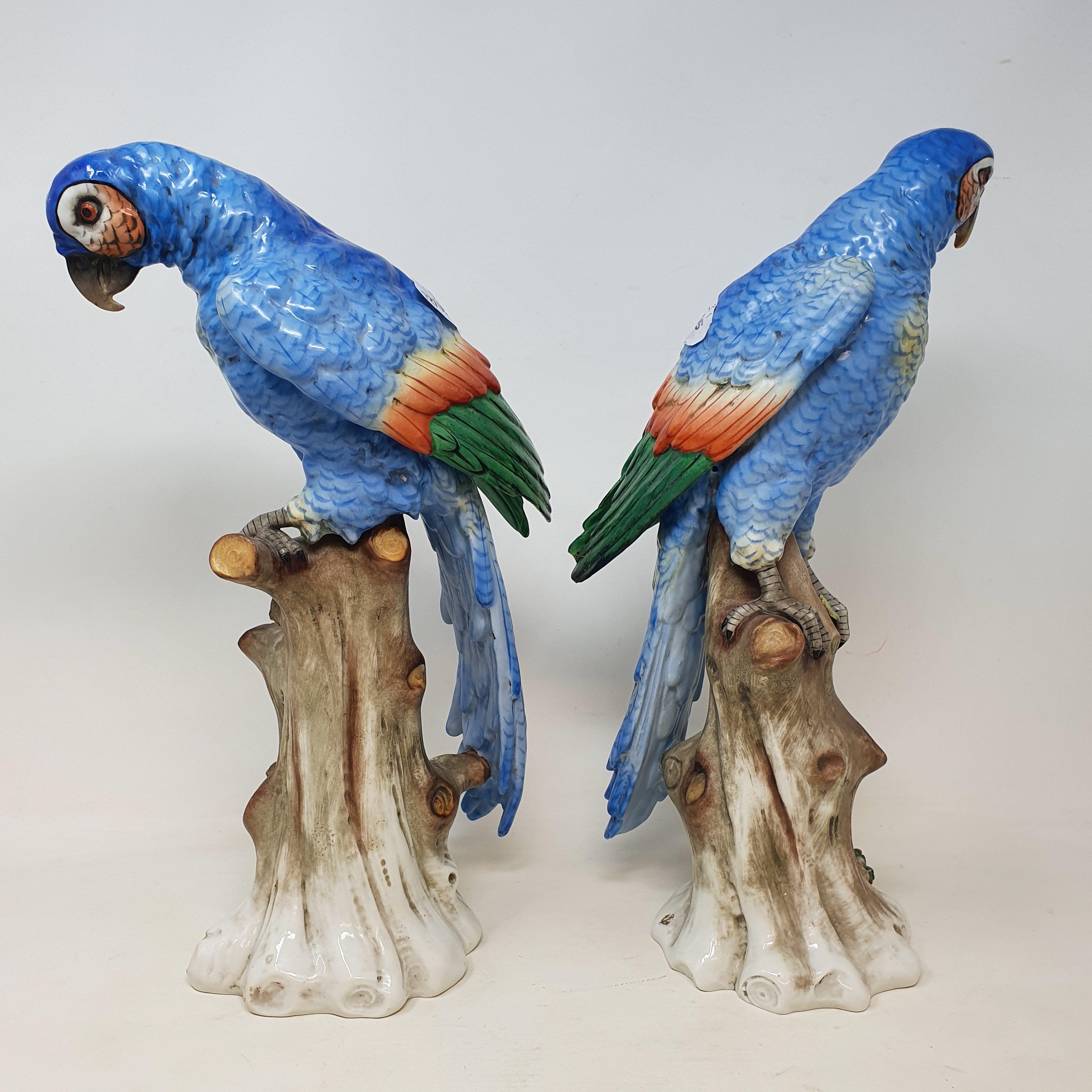 A pair of porcelain figures, of parrots on tree stumps, slight loss, 35 cm and 34 cm high (2) Report - Image 2 of 7