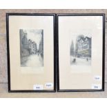 Walter Shirlaw (American 1838-1909), street scenes, pair of engravings, artist?s proof, each