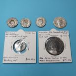 A Gordian III (AD 238-244) silver denarius, Jupiter standing, and five other Roman coins (6)