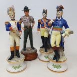 A group of ceramic military figures, most marked 'Foreign' and 'Italy' (box)