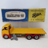 A Shackleton mechanical Foden FG flatbed lorry, yellow over red, boxed, with key Report by RB Cam