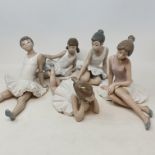 Three Nao ballerina figures, boxed, and four other Nao ballerinas (7) Report by RB One with a hand