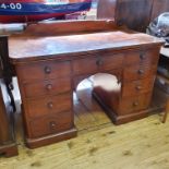 A Victorian mahogany pedestal dressing table, with an arrangement of nine drawers, 120 cm wide