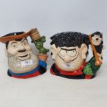 Two Royal Doulton character jugs, Dennis and Gnasher, D7005, and Desperate Dan, D7006, both boxed (