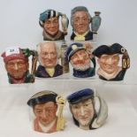 A group of Royal Doulton character jug, including Sir Henry Doulton, D6703, Oliver Cromwell, D6986