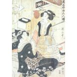 Kikugawa Eizan (1787-1867), Geisha scene, woodblock print, 34 x 24 cm