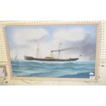 F. Corpuz, the steamship Stream Fisher in a gale, gouache, signed, dated 1909 and inscribed Antwerp,