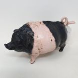 A painted bronze novelty table bell, in the form of a pig, 8.5 cm high Report by RB Modern