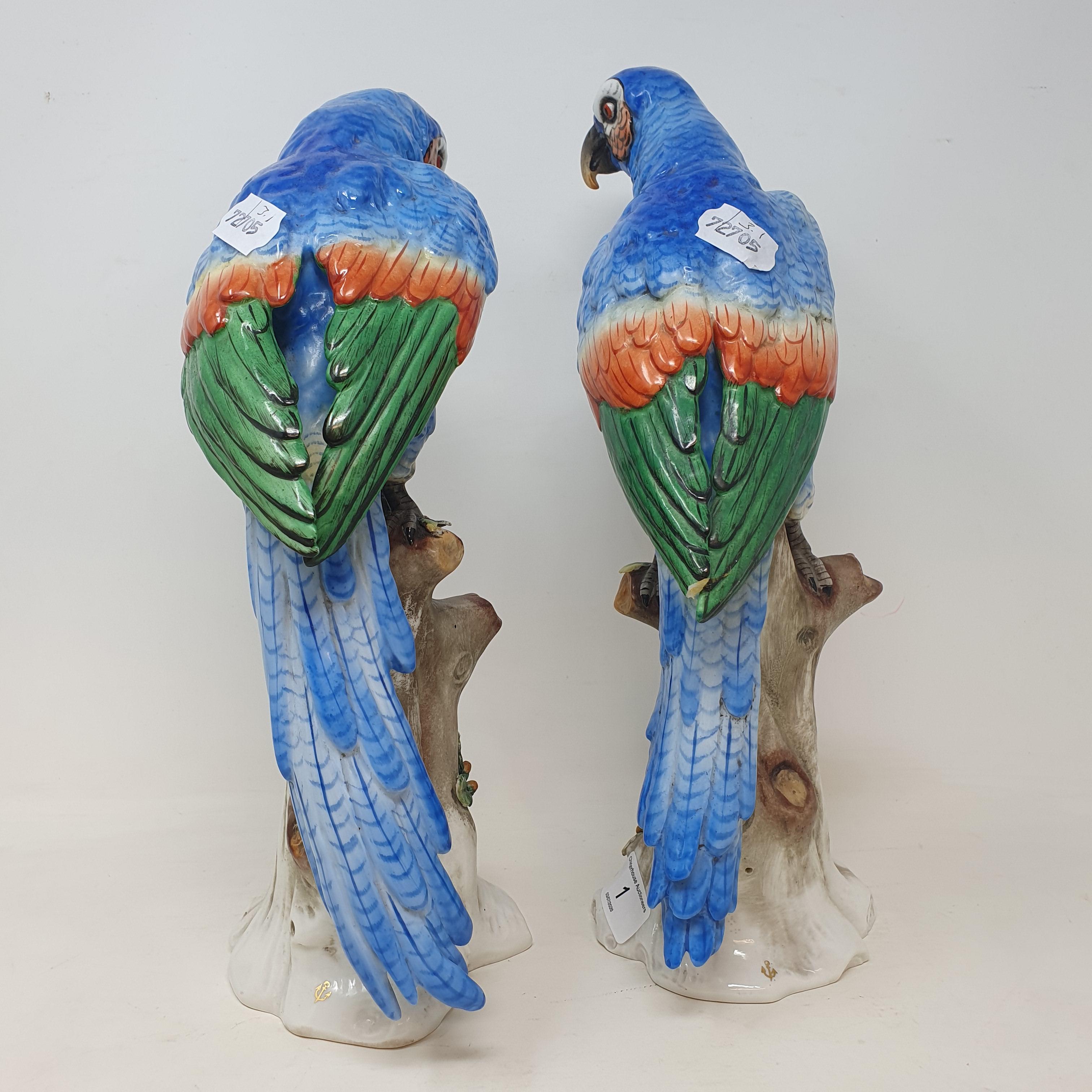 A pair of porcelain figures, of parrots on tree stumps, slight loss, 35 cm and 34 cm high (2) Report - Image 3 of 7