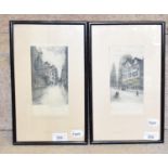 Walter Shirlaw (American 1838-1909), street scenes, pair of engravings, artist?s proof, each