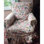 A Victorian country house upholstered armchair, on turned front legs, removal cost C Report by RB