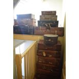 Assorted leather and other travelling cases, and a hatbox, removal cost C