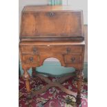 An 18th century style bureau, veneered in walnut, 56.5 cm wide, removal cost B Report by RB A couple