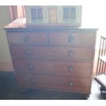 A Victorian mahogany chest, of two short and three graduated long drawers, on turned feet, 106 cm