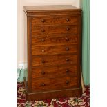 A Victorian Maple's mahogany pedestal chest, of seven graduated long drawers, on a plinth base,