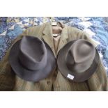 Assorted gentleman's vintage suits, jackets and hats (qty), removal cost B