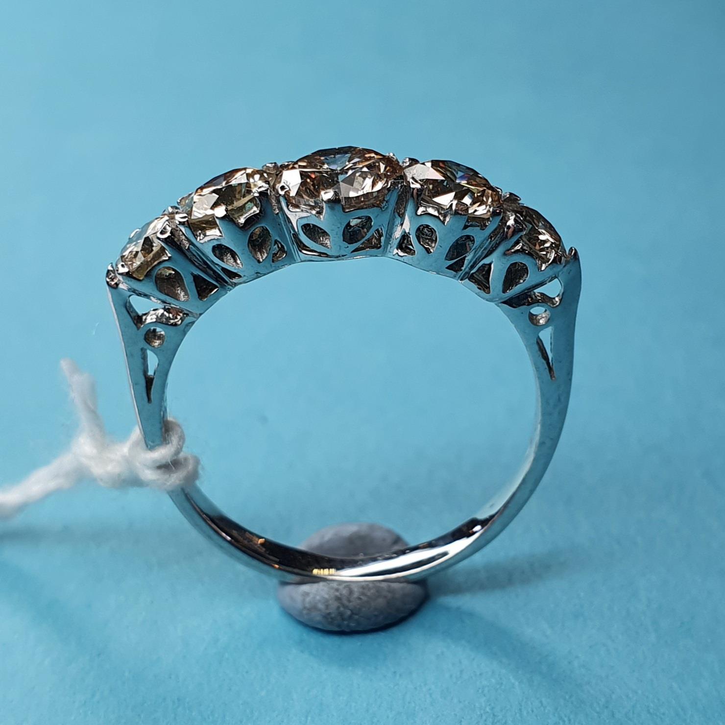 An 18ct white gold and five stone diamond ring, of 1.94ct, approx. ring size N½ - Image 2 of 4