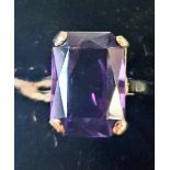 A 9ct gold and amethyst cocktail ring, approx. ring size S½ Report by RB Amethyst approx. 14 mm x 10