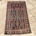 A Persian blue ground prayer mat, 158 x 75 cm, and a Persian blue ground rug, 200 x 113 cm, (2)