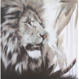 Jen Allen (British, 20th century), Lion King, limited edition embellished canvas on board, 72/195,