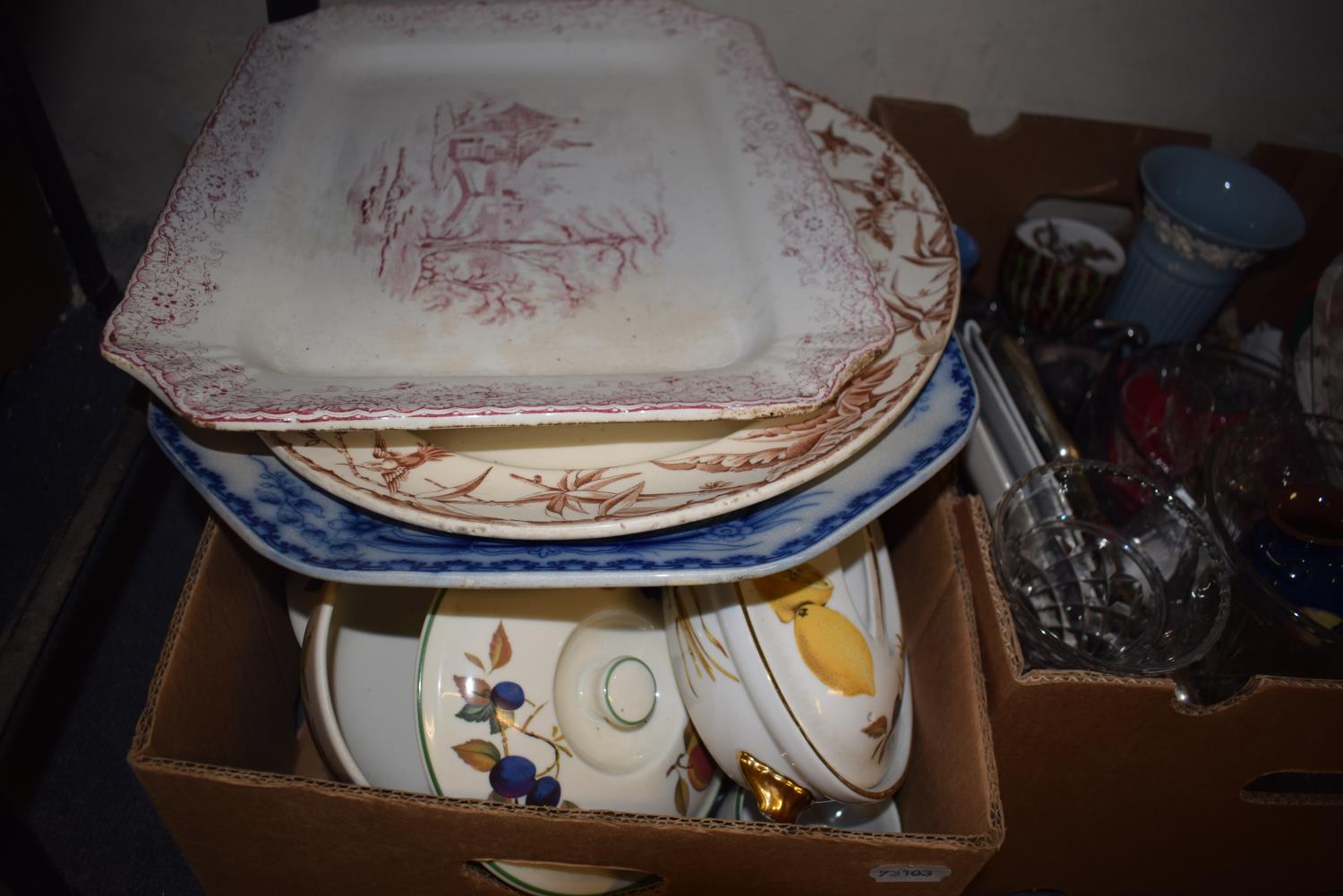 A late 19th century crystoleum, a Royal Worcester part Evesham dinner set, and various other