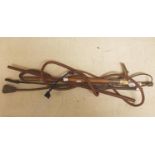 A whip, with a horn handle, assorted Hornby carriages, other railway items and sundries
