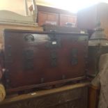 An early 20th century Eastern hardwood coffer, with cast metal mounts, 54 cm high x 88 cm wide