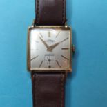 A gentleman's 14ct gold Roamer wristwatch, inscribed Back engraved , light wear to case , dial