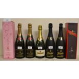 A bottle of Lanson champagne, and six other bottles (7)