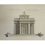 A set of six architectural prints, each 33cm x 46 cm