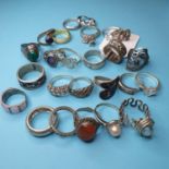 Twenty five silver and other rings