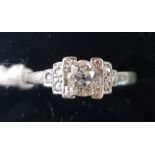 An Art Deco style platinum and diamond ring, approx. ring size O½ overall condition good some ware