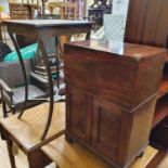 A faux coromandel side table, and a mahogany box on stand (2)