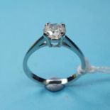 A 9ct white gold and diamond solitaire ring, 1ct, approx. ring size L