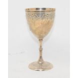 A Victorian silver goblet, with engraved decoration, Birmingham 1879, approx. 3.1 ozt, 13.5 cm high