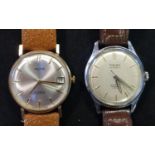 An Avia gentleman's 9ct gold wristwatch, and a Majex silver plated gentleman's wristwatch, both with