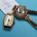 A lady's 9ct gold wristwatch, and another similar (2)