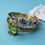 An 18ct gold dress ring, approx. ring size T, and another 18ct gold dress ring, approx. ring size U½