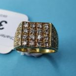 A gentleman's gold ring, set 46 diamonds, approx. ring size Q 1/2