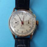 A gentleman's 18ct gold Mawl chronograph wristwatch Watch is running but we do not guarantee this,