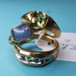 A 9ct gold dress ring, and two others similar