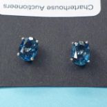 A pair of London blue topaz and silver stud earrings