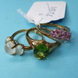 A 9ct gold dress ring, and two others similar