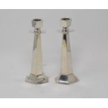 A pair of modern silver candlesticks, London 1969, 18 cm high They are filled 377 gram gross