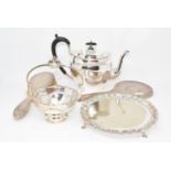Assorted silver backed dressing table items and silver plated items (box)